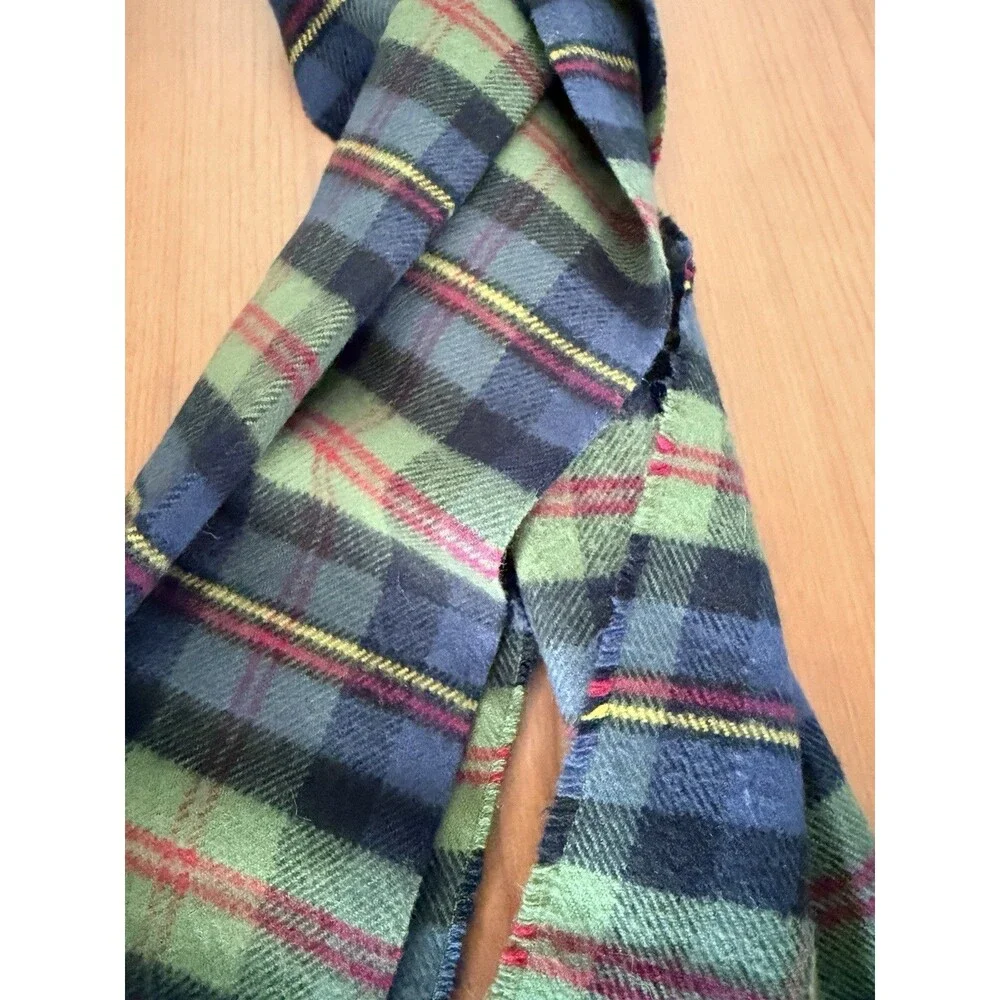 CHRISTIAN DIOR Cashmaire Acrylic Scarf Fringed Tartan Plaid Made In Korea 54x12